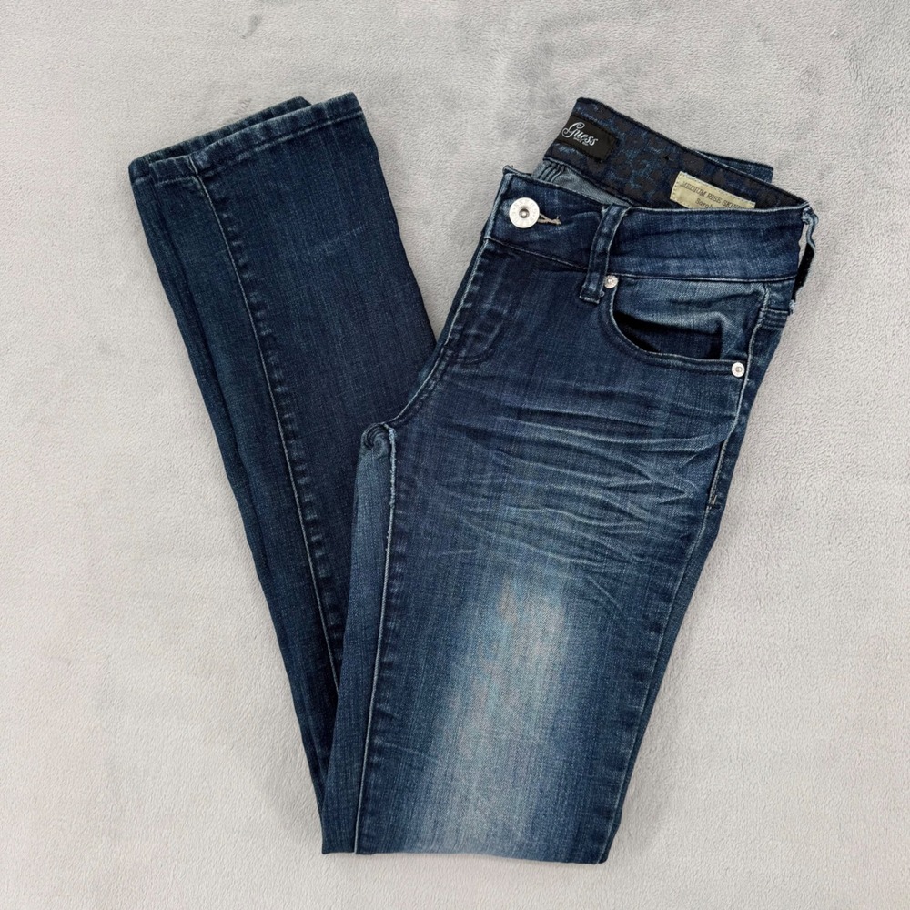 Guess Sarah Fit Medium Rise Skinny Jeans Womens 26 Dark Wash Vintage Y2K